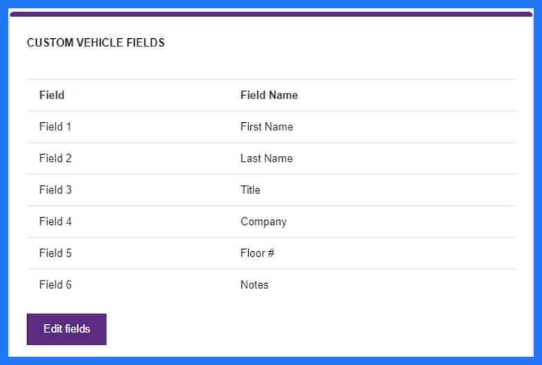 ALPR Dashboard Custom Vehicle Fields for license plate recognition