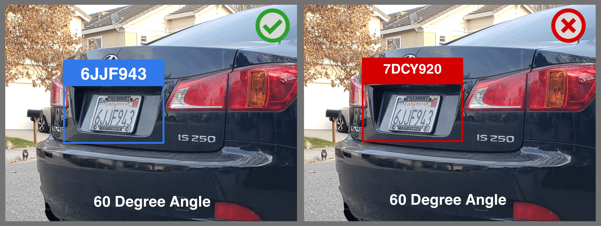 60 Degrees_Better than DTK_Difficult Angles 60 Degrees_Plate Recognizer VS DTK Software